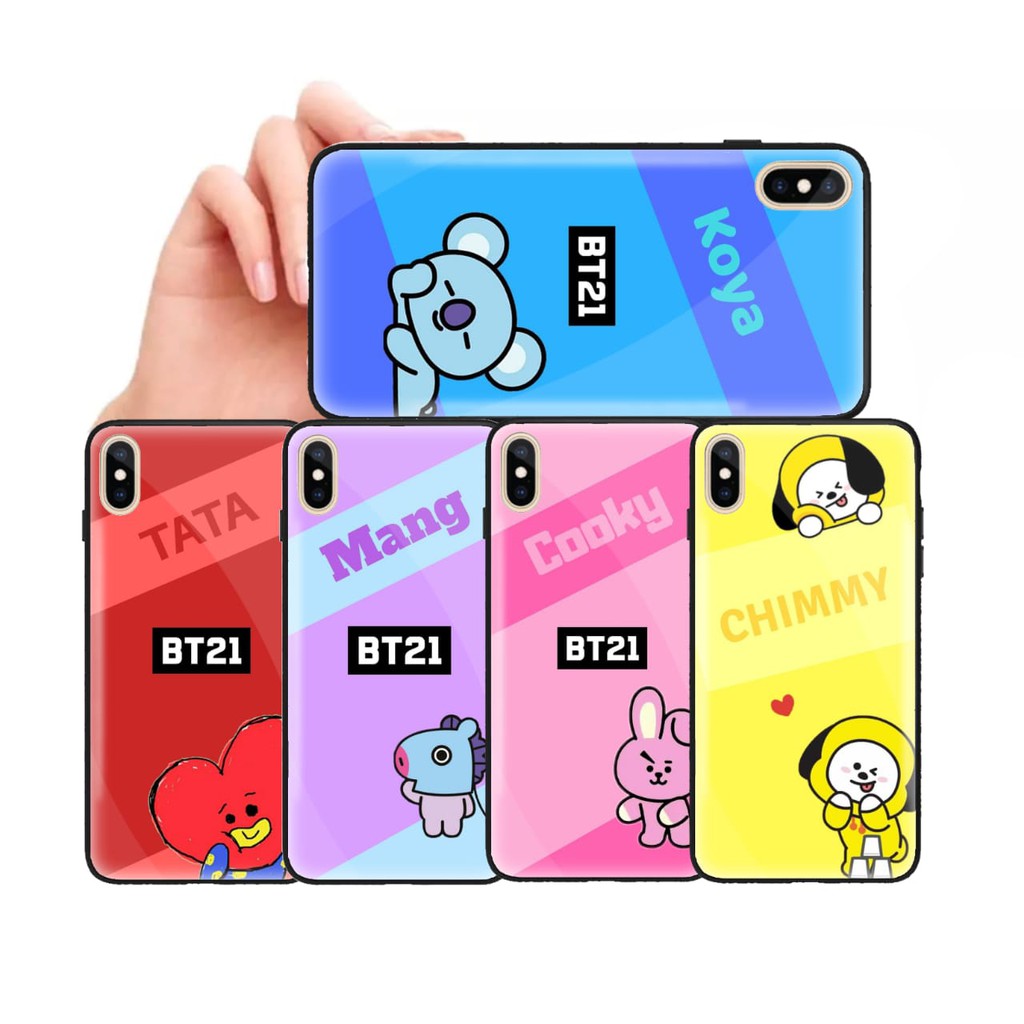 Ốp Điện Thoại Mặt Kính Họa Tiết Bt21 Cho Samsung J2 Pro J3 Pro J5 Pro J7 Pro J7 + Premium 2 Bts Bt21