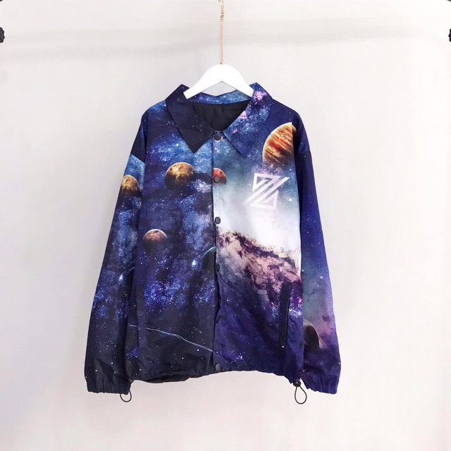 Áo Jacket Nút Bấm SPACE GALAXY 3D Cổ Sơmi Ảnh Thật
