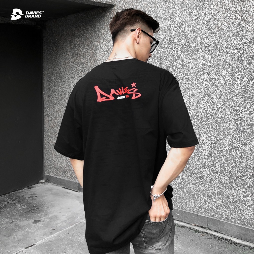 Áo thun tay lỡ nam nữ form rộng màu đen DAVIES - Black Old Skull Tee.