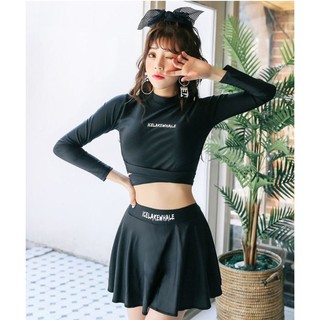 (Form nhỏ xem size) Đồ bơi, bikini 2 mảnh tay dài chống nắng cột nơ sau, bộ bơi học bơi đi biển