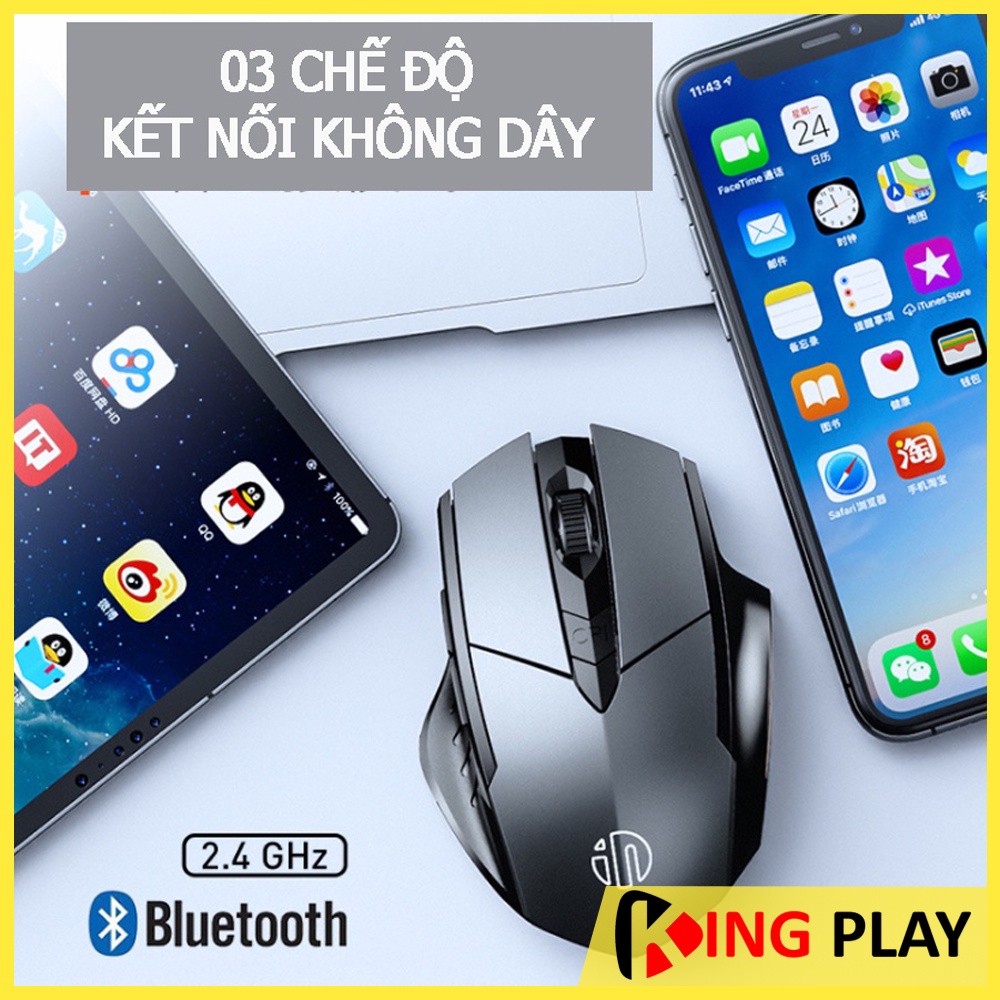 Chuột Máy Tính Không Dây Pin Sạc MP6 – Chuột Gaming USB 2.4G Bluetooth Cao Cấp Cho PC Laptop Macbook Nút Bấm Êm Chống Ồn