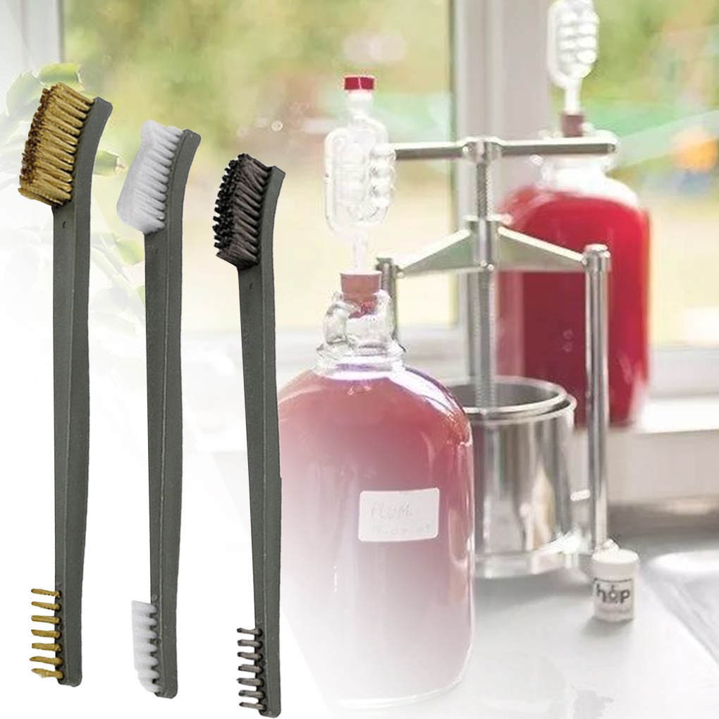 Set 3 Bàn Chải Mini Bằng Thép Không Gỉ Vệ Sinh Đánh Bóng Tiện Dụng