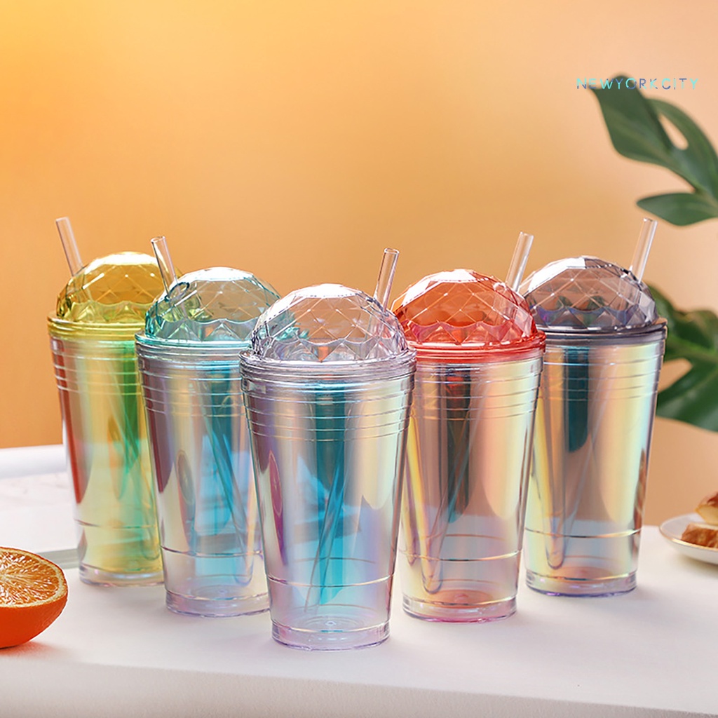 Bình Nước NY-560ML Màu Sắc Tuyến Tính Kèm Ống Hút Thay Đổi Độc Đáo