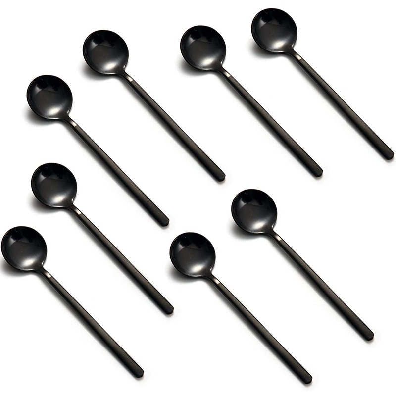 Set 12 Muỗng Cà Phê Mini Mạ Màu Đen Tay Cầm Mờ Dùng Để Uống Trà / Kem / Bánh Tráng Miệng