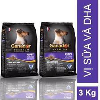 4 gói thức ăn chó con ganador vị sữa & DHA gói 3kg