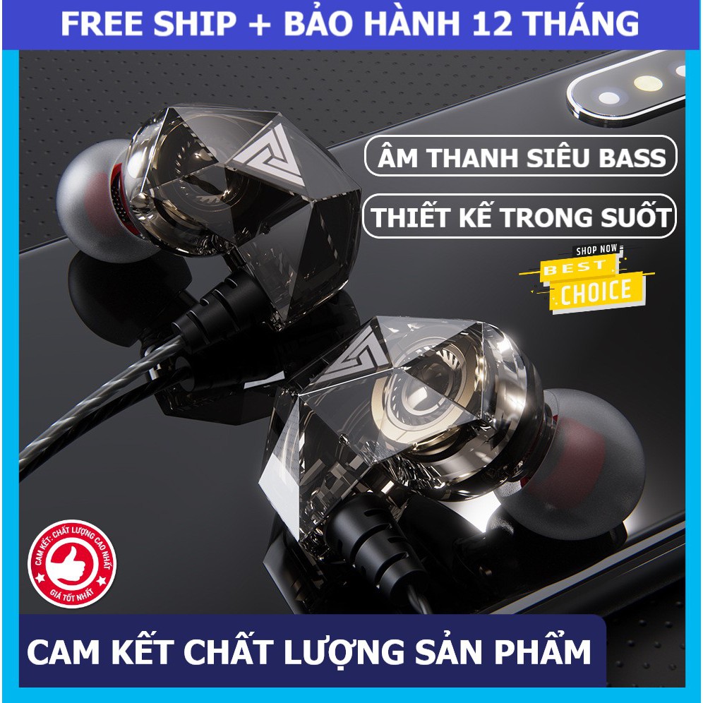 Tai nghe nhét tai chống ồn AK2 BASS có mic nghe nhạc giải trí, tai phone điện thoại, máy tính bảng, laptop, pc