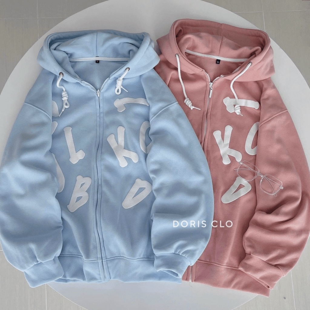 Áo Khoác Hoodie Nam Nữ Có Dây Kéo Họa Tiết Nỗi Siêu Xinh Siêu Cute