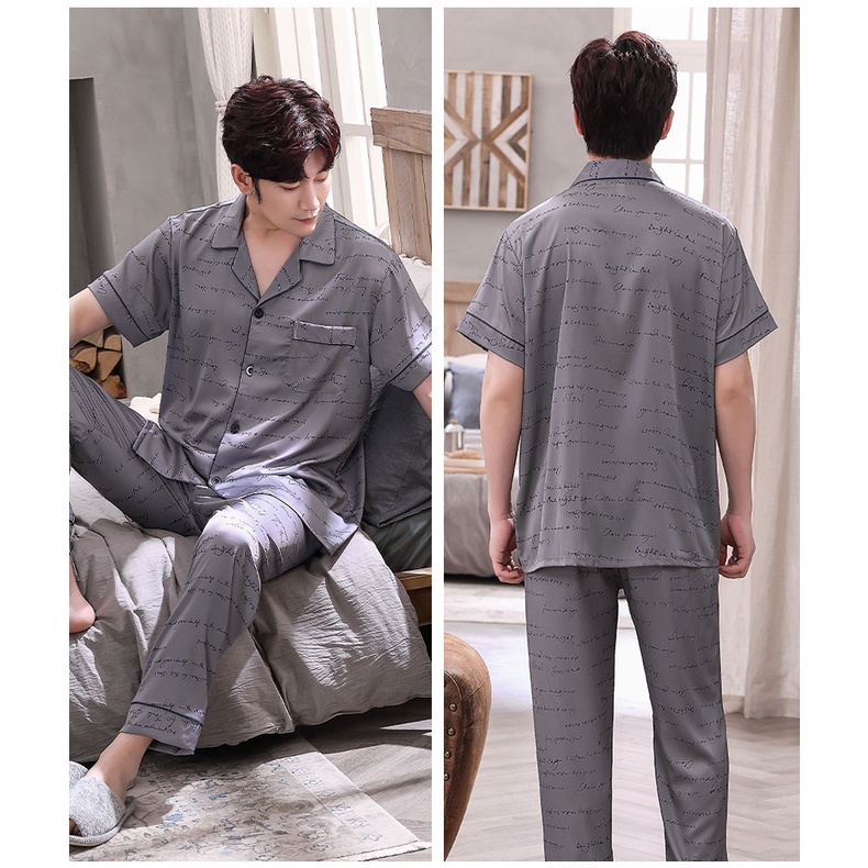 NG8752 Bộ pyjama nam ngắn tay lụa satin mềm mại cao cấp hàng nhập - Thời Trang Dương
