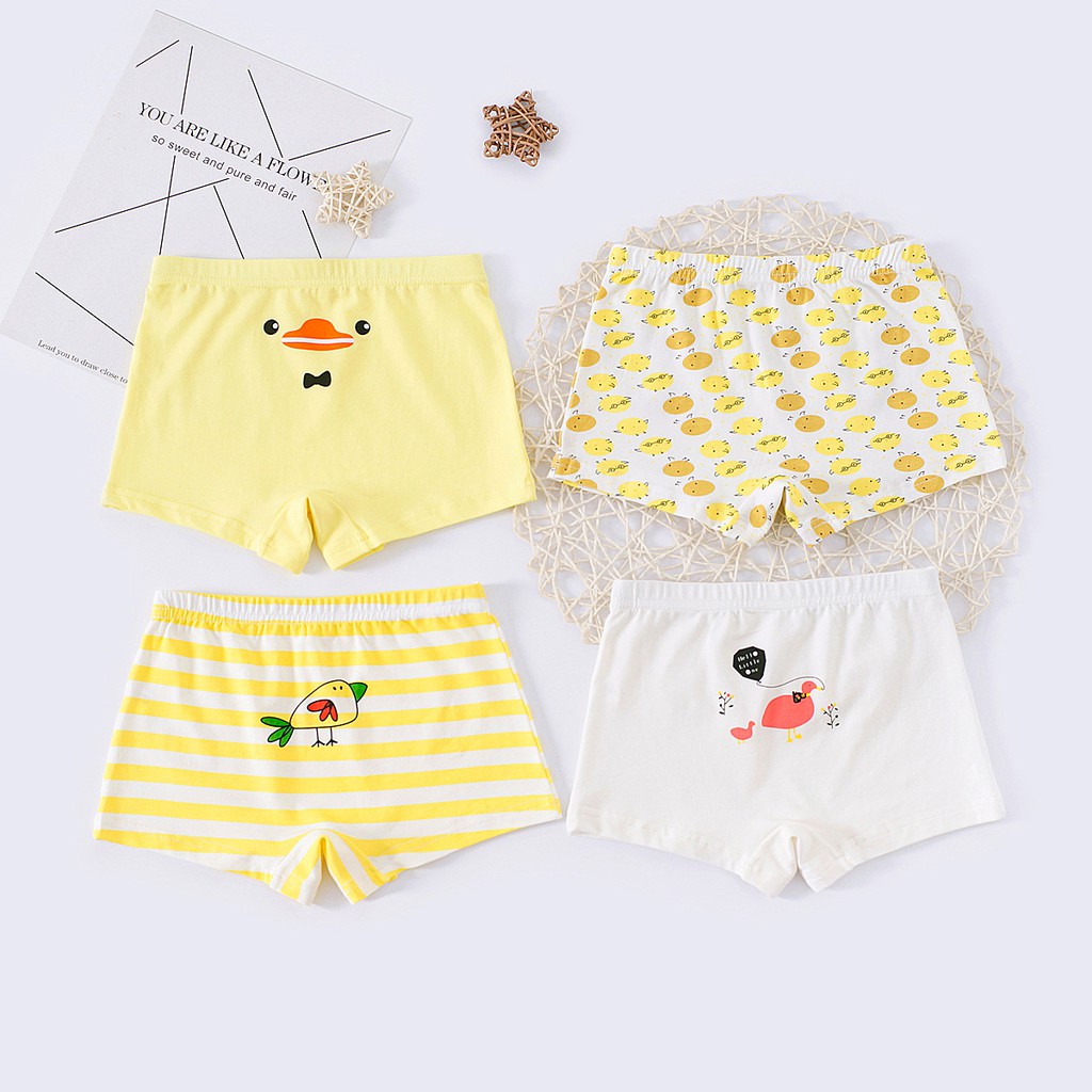 Set 4 quần chip đùi cotton cho bé gái, quần lót bé gái 10kg-35kg