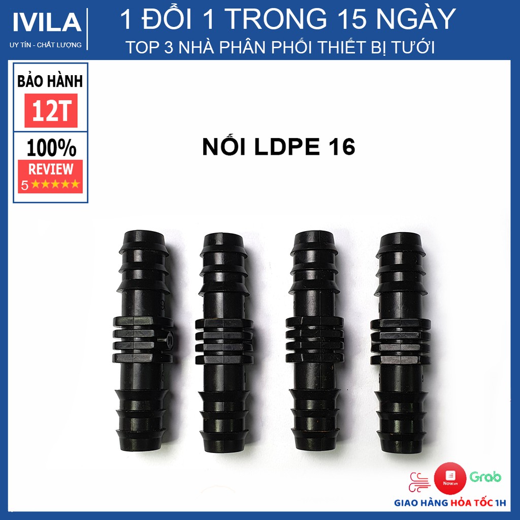 Nối thẳng LDPE 16 - Phụ kiện tưới nối ống 16mm - Kết nối chắc chắn chịu áp lực nước cao - Bảo hành 12 tháng