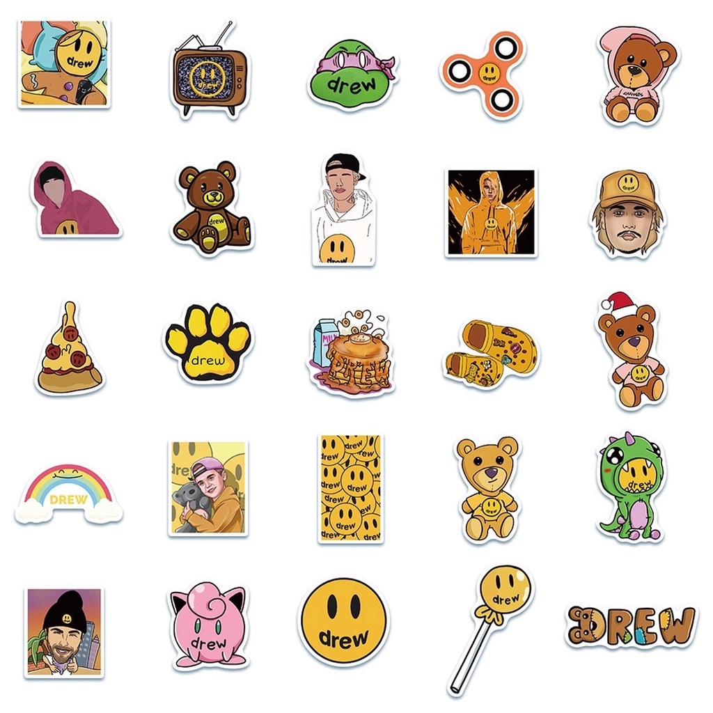 SET 100 STICKER DREW CÁ TÍNH SIÊU CHẤT DÁN TRANG TRÍ ĐIỆN THOẠI LAPTOP