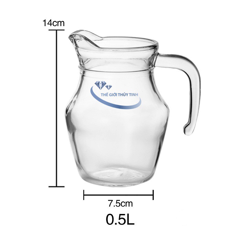 Ly Thủy Tinh Có Quai Miệng Rót Uống Trà Sữa 500 ML