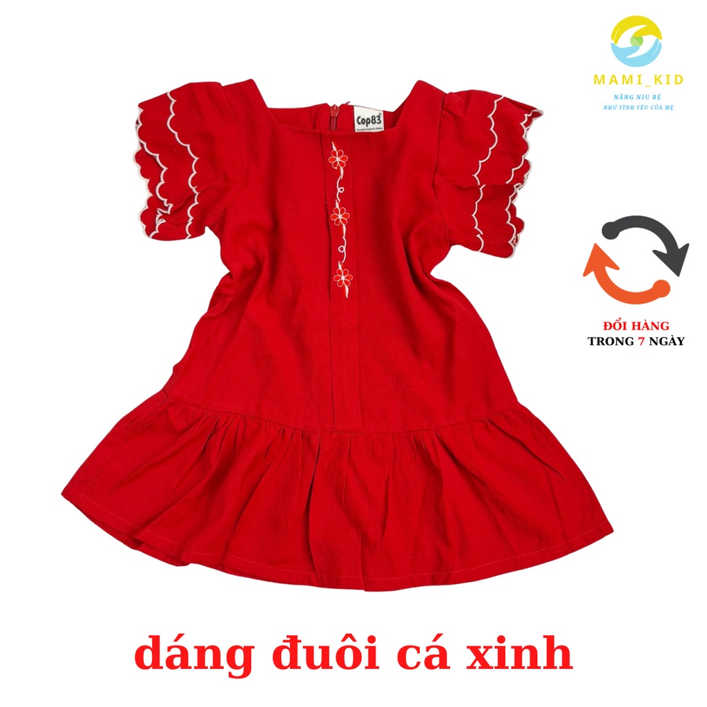 váy xinh cho bé gái 1-7 tuổi chất linen siêu mát dáng đuôi cá tay bồng,  12-25kg ,Mamikid