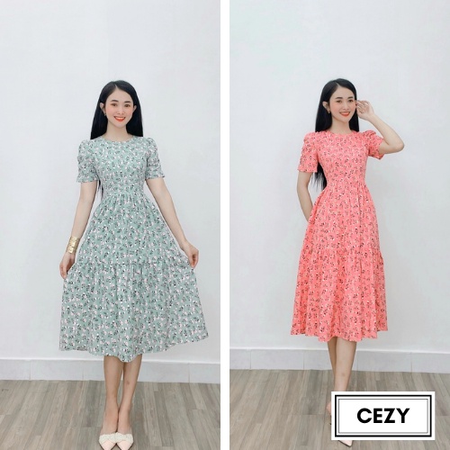 Đầm xòe hoa cổ tròn tay phồng có size bigsize CEZY D63 | BigBuy360 - bigbuy360.vn