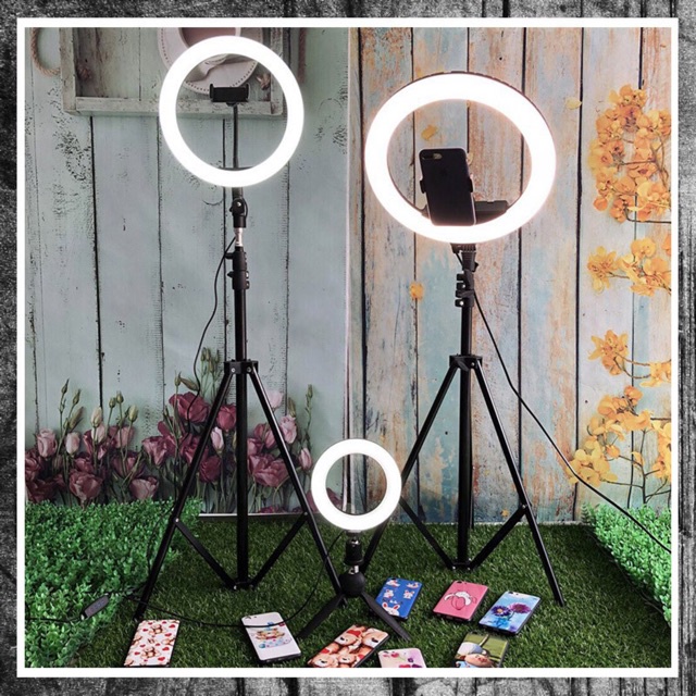 Đèn livestream 26 30 33 36cm và chân 2m1 hỗ trợ chụp ảnh, bán hàng