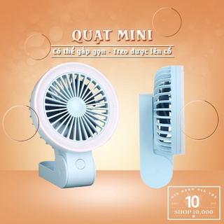 Quạt tích điện gấp gọn - Quạt mini đeo cổ tiện lợi
