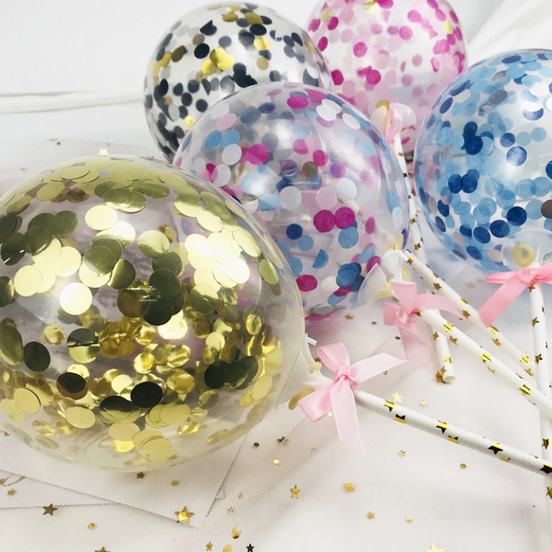 Sequined Balloons Adult and Children Birthday Cake Decoration Accessories Party Decorations