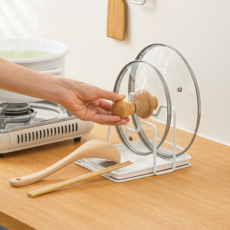 Giá đồ nhà bếp Kệ đựng chén bát Giá Đỡ Thớt Và Nắp Nồi Giá úp chén bát ráo nước đa năng trắng NaChuan