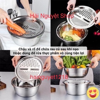 Bộ thau rổ bào rau củ inox 304
