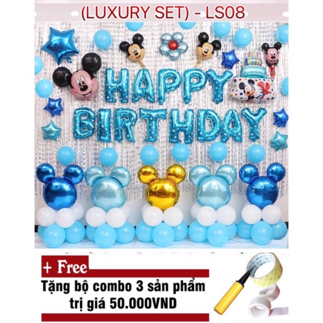 Set bóng trang trí sinh nhật hình chuột micky cho bé. LS08