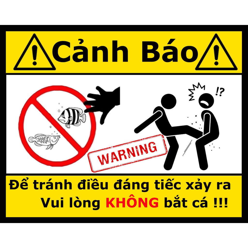 Logo cảnh báo vui nhộn dán bể cá cảnh , có keo sẵn , nhiều mẫu mã