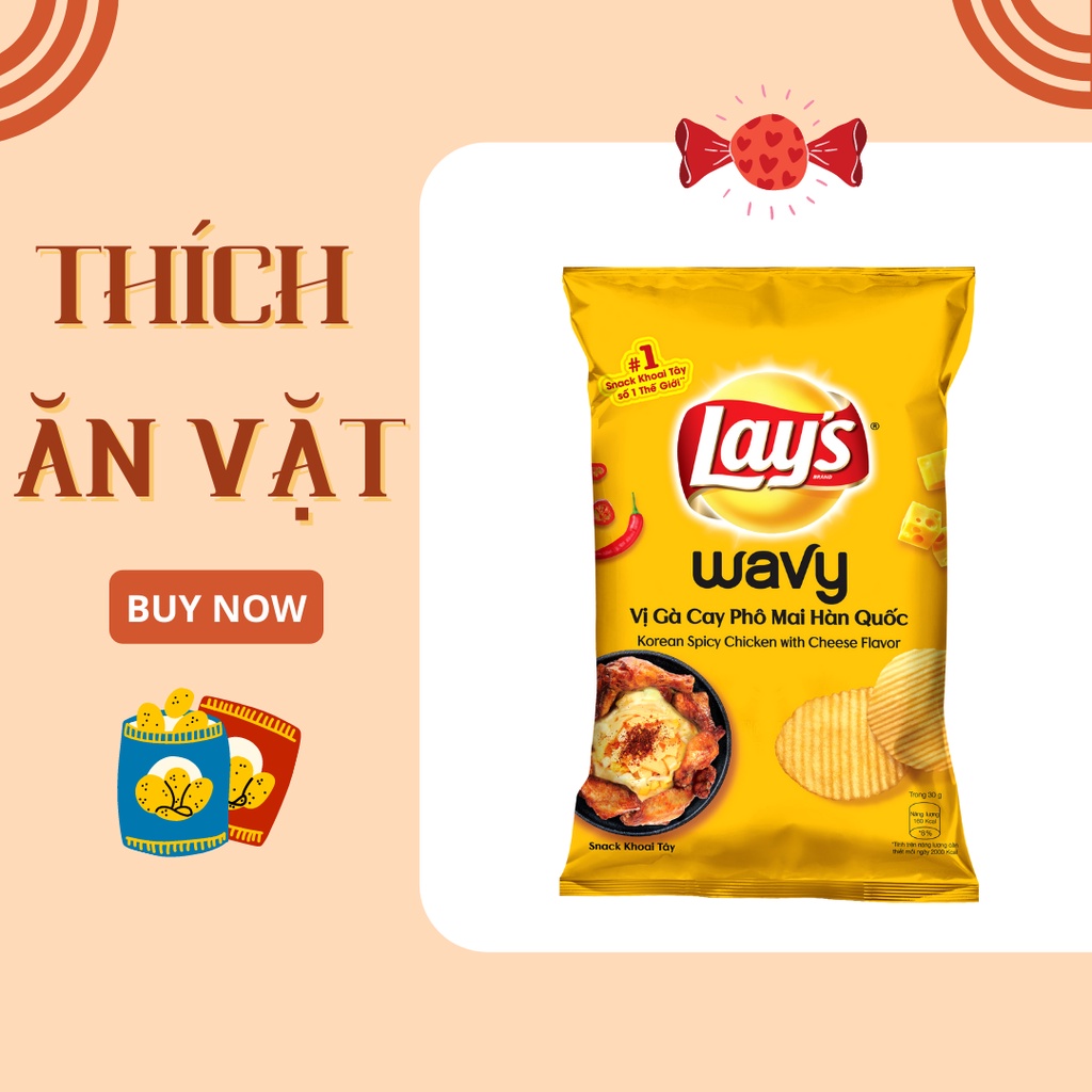 Bánh snack Lay's vị gà cay phô mai Hàn Quốc 30gram