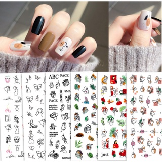 Bộ sticker dán móng trừu tượng siêu bền siêu dính