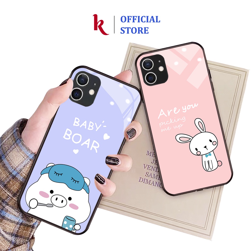 Ốp lưng iphone kính thỏ và heo case 14 14plus 13 pro max 12 promax 11 mini 6 6s 7 8 plus x xr xs