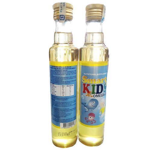 Dầu dinh dưỡng cá hồi Smart Kids Omega-3 cho trẻ ăn dặm từ 7 tháng đến 8 tuổi (chai thủy tinh 250ml)