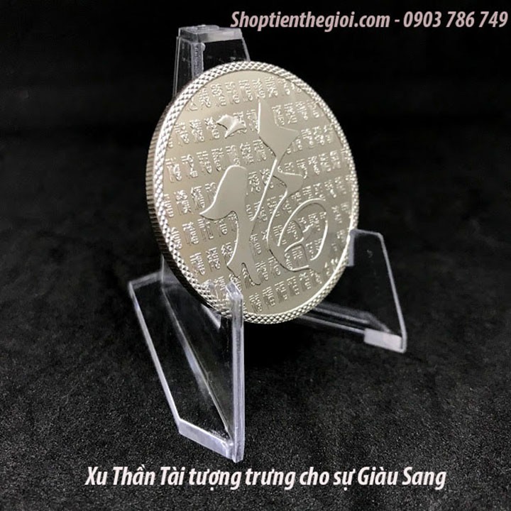 Đồng Xu Thần Tài Mạ Bạc - Tặng kèm túi Gấm nhung Long Phụng - TMT Collection SP000290