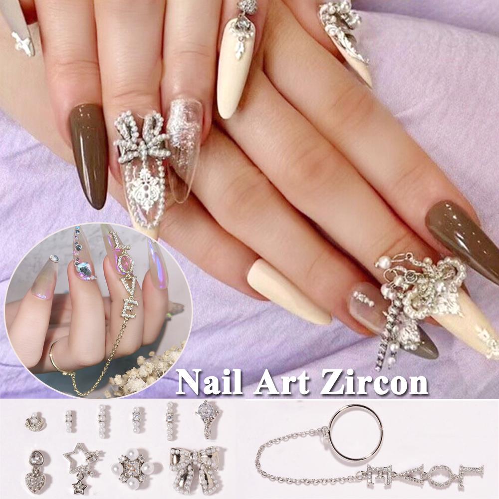 OCEANMAP Phụ Kiện Trang Trí Móng Tay 3D Hình Nơ Bằng Kim Loại Lấp Lánh