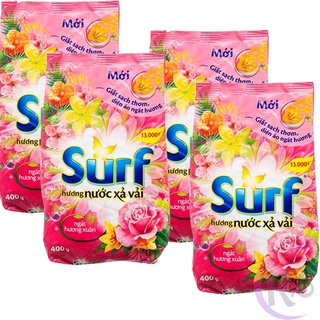 Combo 4 bịch Bột giặt Surf gói 380g hương nước xả vải ngát hương xuân - xà bông giặt đồ tẩy sạch, đánh bay mọi vết bẩn