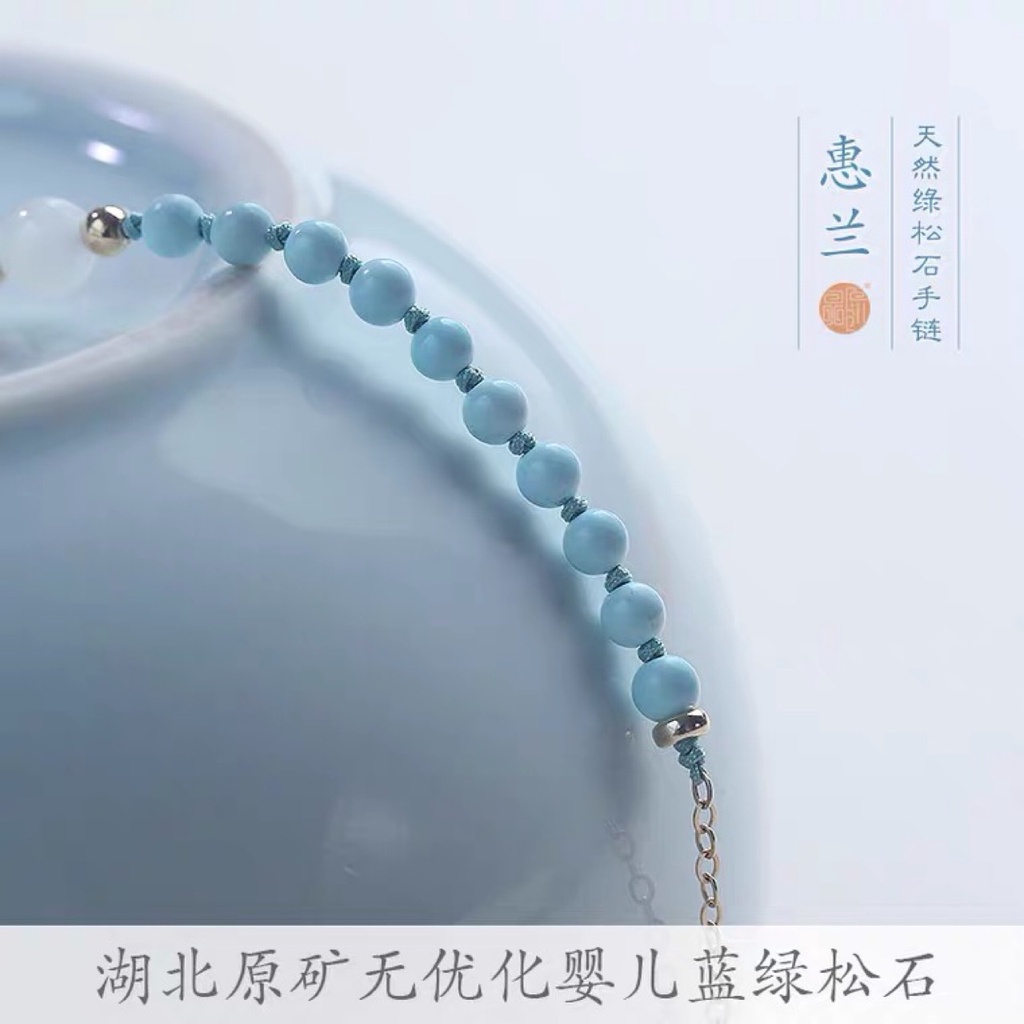 [Hàng Mới Về] Vòng Tay Đính Đá Ngọc Lam Thanh Lịch Cho Nữ
