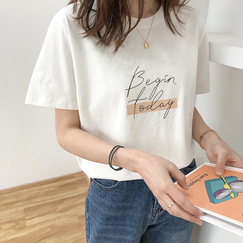 Áo thun nữ Unisex tay lỡ, form rộng Freesize, thoáng mát, thấm hút, in Chữ, 70x55x20