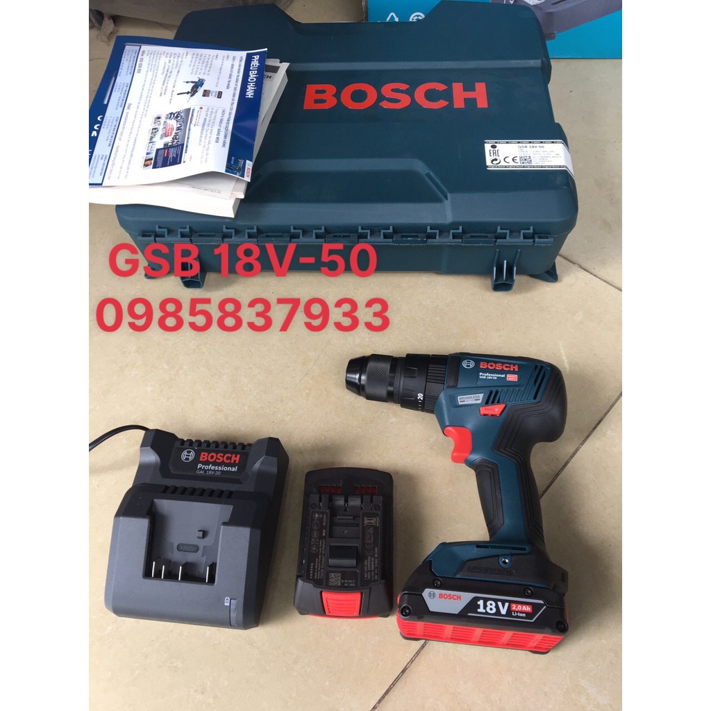 Máy khoan vặn vít không chổi than GSB 18V-50 chính hãng Bosch