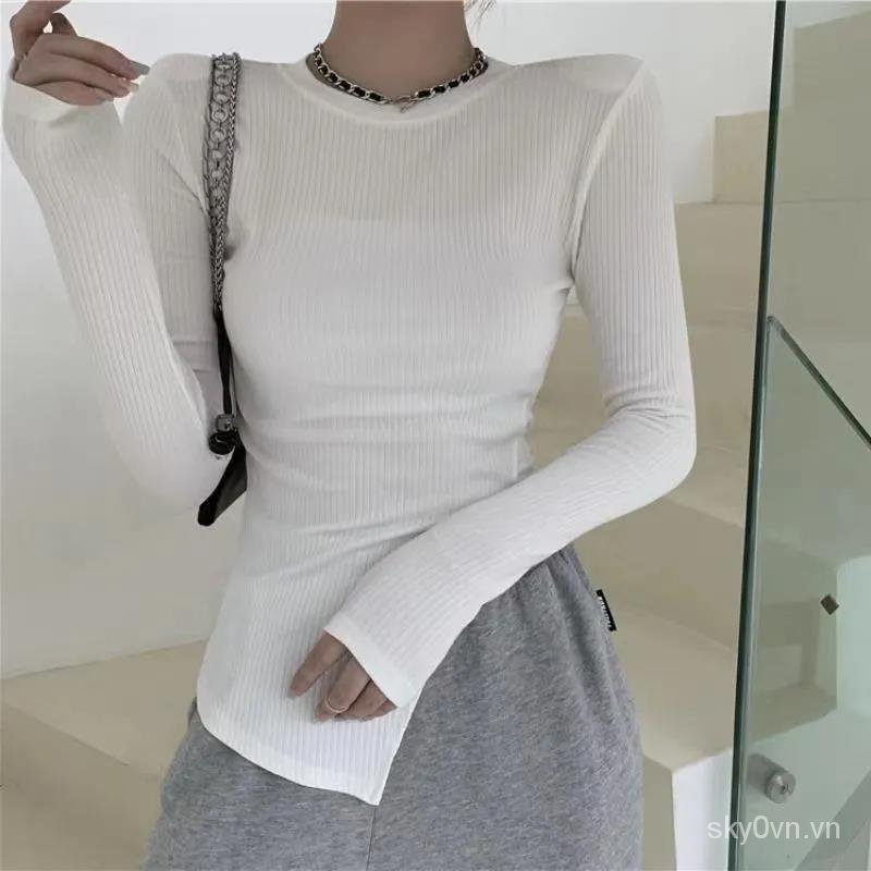 Áo Thun Dài Tay Thiết Kế Lệch Tà Thời Trang Thu Đông Mới Cho Nữ Fatm200Jin | BigBuy360 - bigbuy360.vn