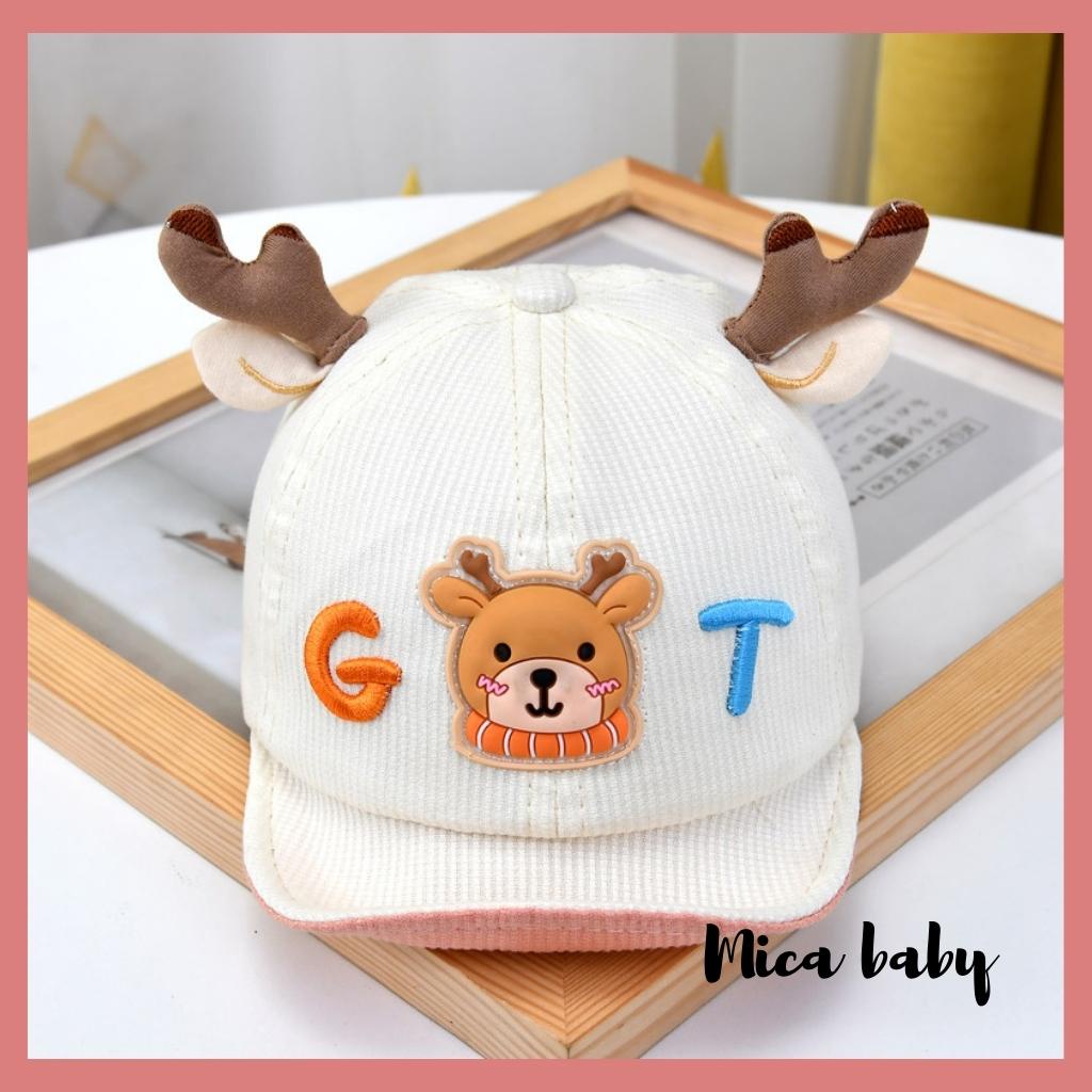 Mũ lưỡi trai kiểu dáng gạc hươu chữ GT dễ thương cho bé MH117 Mica Baby