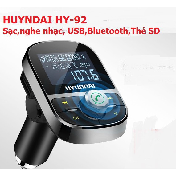 [5 trong 1] Tẩu sạc hỗ trợ nghe nhạc MP3 qua Bluetooth chính hãng Hyundai Hy 92
