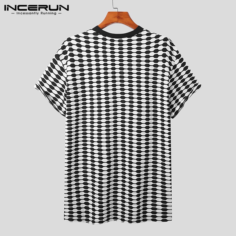 Áo thun INCERUN tay ngắn cổ tròn thiết kế xẻ tà thời trang cho nam