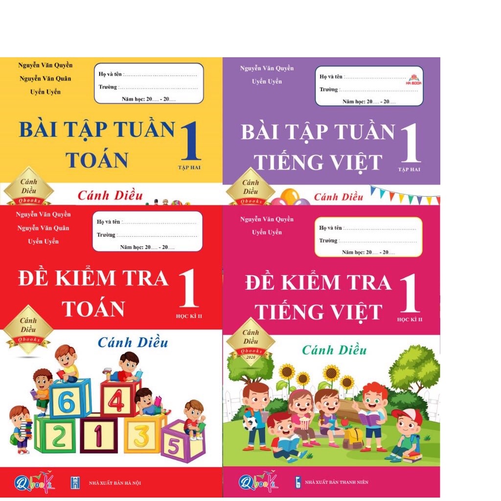 Sách - Combo Đề Kiểm Tra và Bài Tập Tuần Toán và Tiếng Việt 1 - Cánh Diều - Học Kì 2 (4 cuốn)