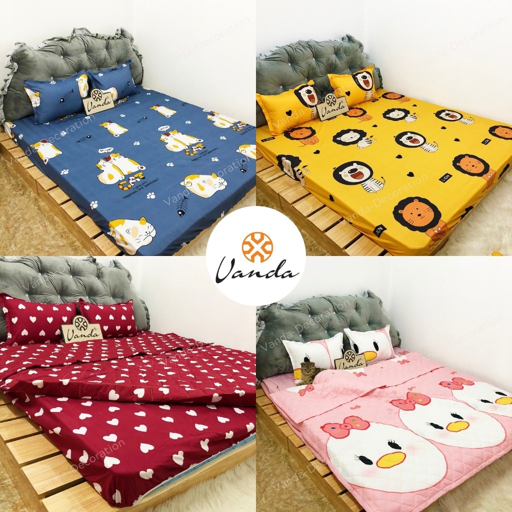 Bộ chăn ga gối , drap giường Cotton Poly VN mẫu mã đa dạng, họa tiết trẻ trung