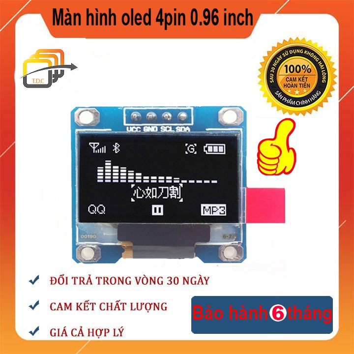 Mô đun màn hình OLED 4PIN chuẩn I2C-0.96 inch-Tự học Arduino