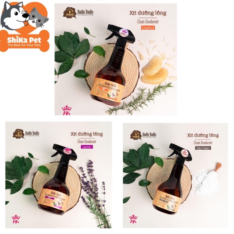 Chai Xịt Khử Mùi&Dưỡng Lông Cho Chó, Mèo, Thú Nhỏ Budle’Budle 530Ml - Grapefruit(Bưởi)