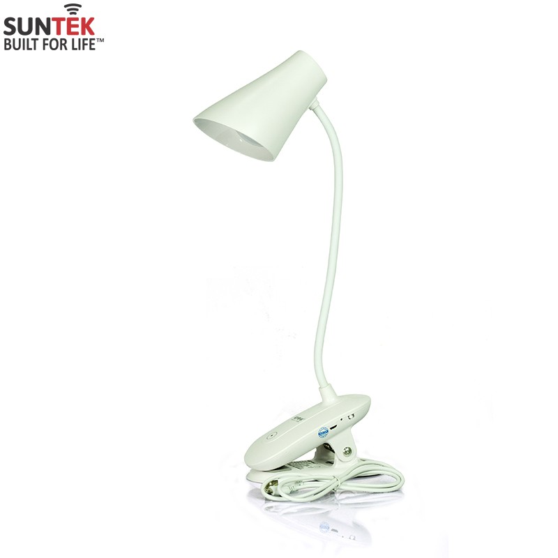 Đèn LED Kẹp Để Bàn Học Sạc Tích Điện SUNTEK KM-6717 - Nhỏ gọn, sáng lâu 6-8 giờ, màu trắng tinh khôi trang nhã