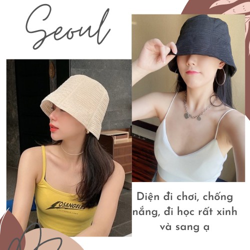 🌿 [ Giảm 5k đơn từ 0đ ] Nón bucket cao cấp 100% Cotton chống nắng, siêu nhẹ, mũ bucket vải xô thoáng mát Hotrend hè 2021