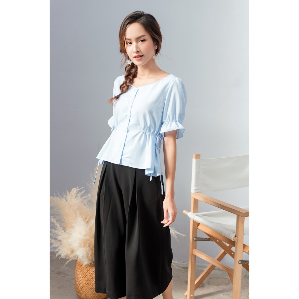 KOKA Design Sơ mi cổ tim nơ eo 49102