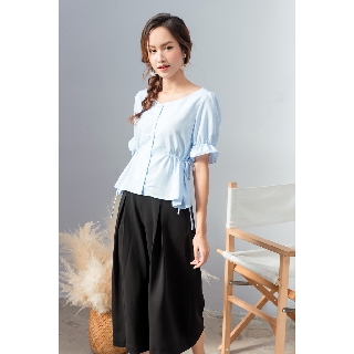 KOKA Design Sơ mi cổ tim nơ eo 49102