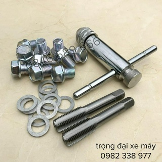 Bộ cấy ren nhớt 13mm,khắc phục tình trạng ốc xả nhớt bị tuôn răng | trọng đại xe máy