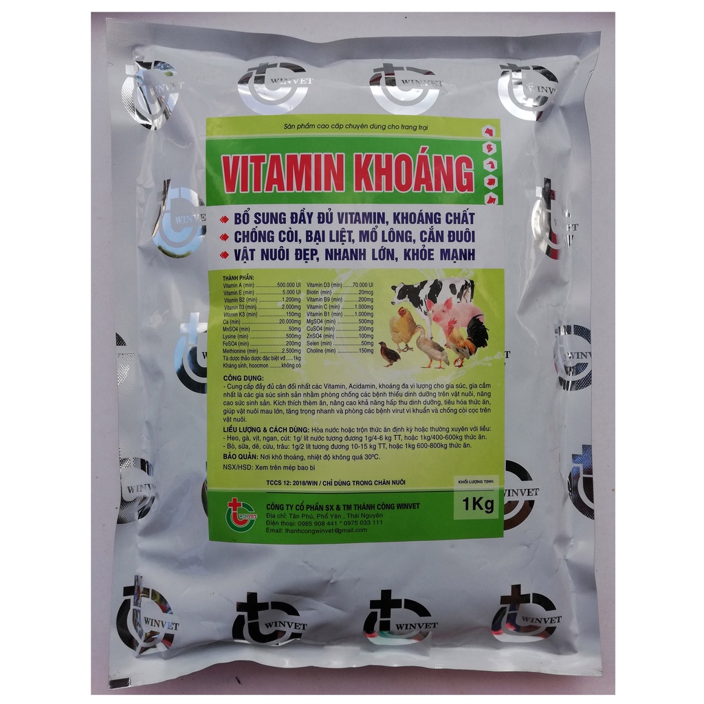 1 gói VITAMIN KHOÁNG 200g Chuyên dùng cho gia súc, gia cầm, chó, mèo