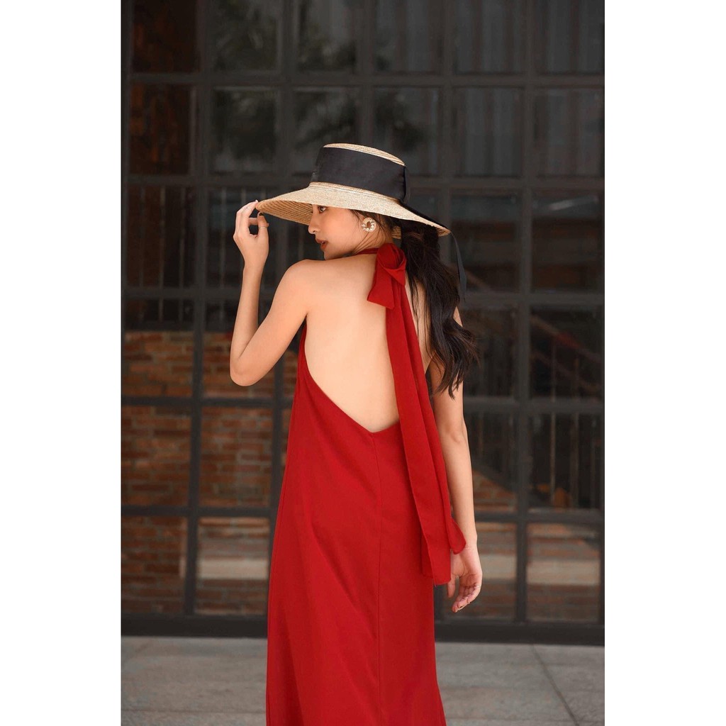 Đầm váy maxi cổ yếm hở lưng có đệm ngực 4 màu Hakieu Msp025 ( Clip chính chủ) | BigBuy360 - bigbuy360.vn